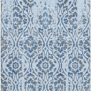 HomeRoots 8' X 10' Stylish Sky Blue & Gray Floral Area Rug with UV Protection – Stain Resistant & Easy Care 669076