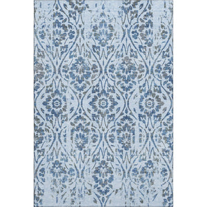 HomeRoots 10' Sky Blue & Gray Floral Area Rug - Washable, UV Protected, Durable for Family Rooms & Play Areas 669078