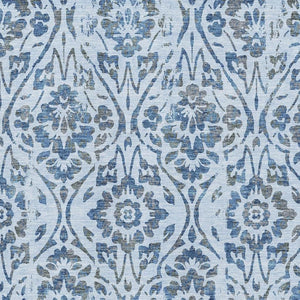 HomeRoots 10' Sky Blue & Gray Floral Area Rug - Washable, UV Protected, Durable for Family Rooms & Play Areas 669078