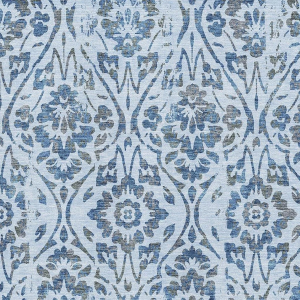 HomeRoots 10' Sky Blue & Gray Floral Area Rug - Washable, UV Protected, Durable for Family Rooms & Play Areas 669078