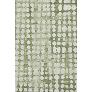 HomeRoots 5' X 8' Artichoke Green & Beige Polka Dot Washable Area Rug - Stylish, UV-Protected, Easy-Care Design 669086