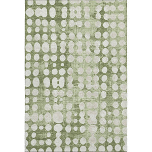 HomeRoots 8' X 10' Artichoke Green & Beige Polka Dot Washable Area Rug with UV Protection for High-Traffic Areas 669088