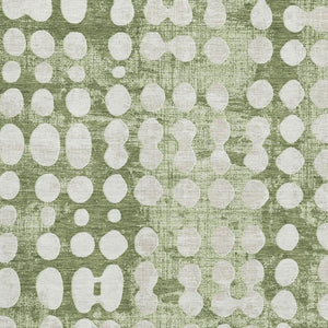 HomeRoots 8' X 10' Artichoke Green & Beige Polka Dot Washable Area Rug with UV Protection for High-Traffic Areas 669088