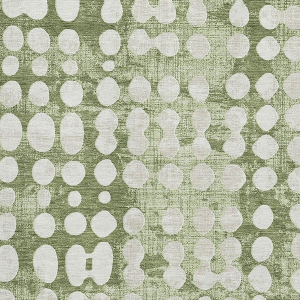 HomeRoots 8' X 10' Artichoke Green & Beige Polka Dot Washable Area Rug with UV Protection for High-Traffic Areas 669088