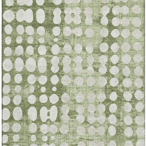 HomeRoots 8' X 10' Artichoke Green & Beige Polka Dot Washable Area Rug with UV Protection for High-Traffic Areas 669088