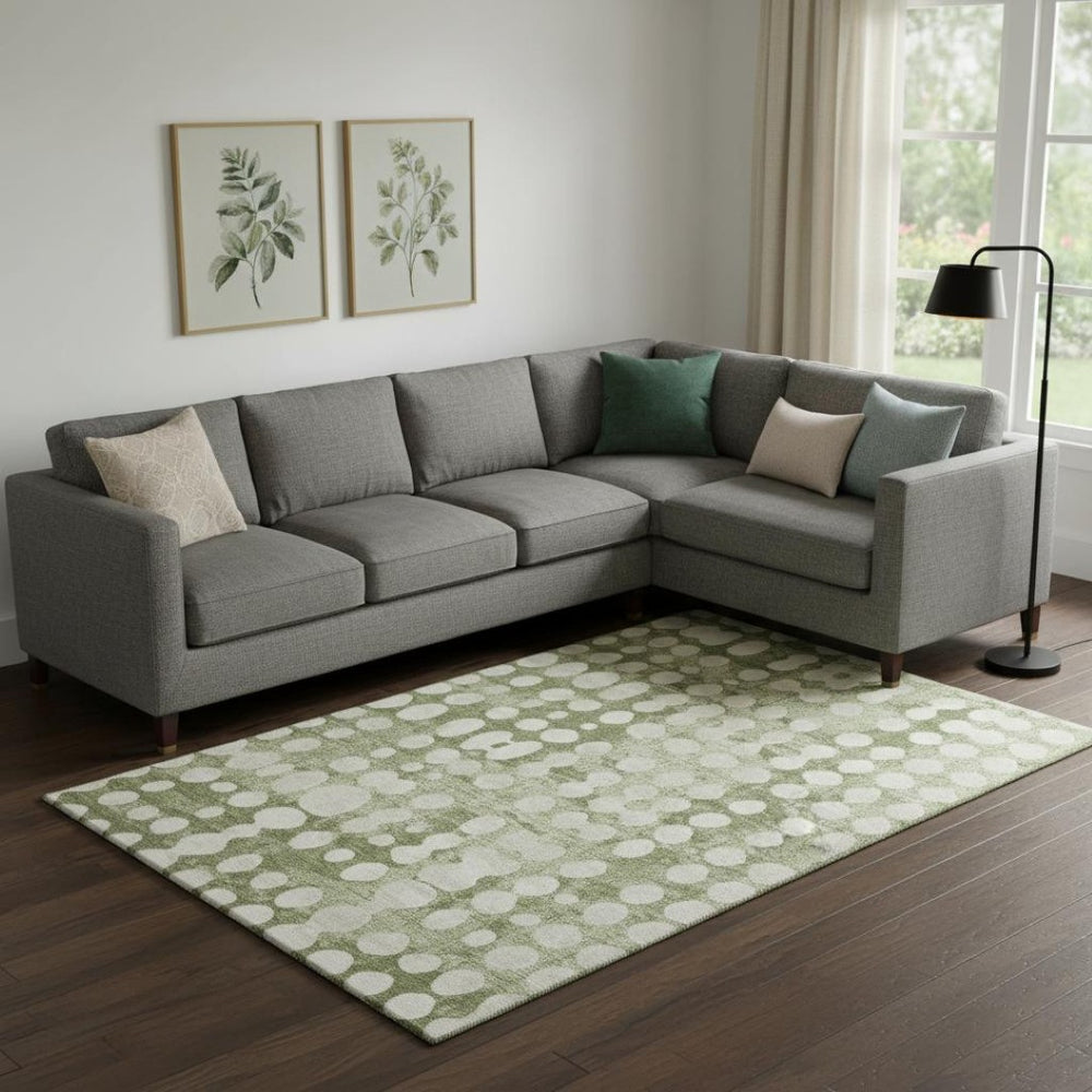 HomeRoots 9' X 12' Artichoke Green Polka Dot Washable Area Rug with UV Protection for Stylish Living Spaces 669089