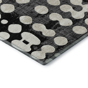 HomeRoots 5' X 8' Black And Ivory Polka Dot Washable Area Rug - Durable, UV-Protected, Ideal for Any Room 669092