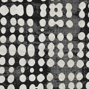 HomeRoots 5' X 8' Black And Ivory Polka Dot Washable Area Rug - Durable, UV-Protected, Ideal for Any Room 669092