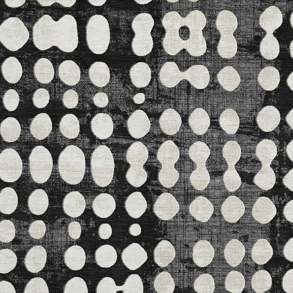 HomeRoots 5' X 8' Black And Ivory Polka Dot Washable Area Rug - Durable, UV-Protected, Ideal for Any Room 669092
