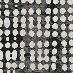 HomeRoots 8' X 10' Black And Ivory Polka Dot Area Rug - Durable, Washable, UV-Protected for Modern Homes 669094