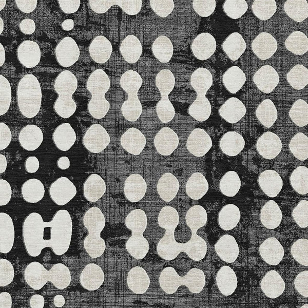HomeRoots 8' X 10' Black And Ivory Polka Dot Area Rug - Durable, Washable, UV-Protected for Modern Homes 669094