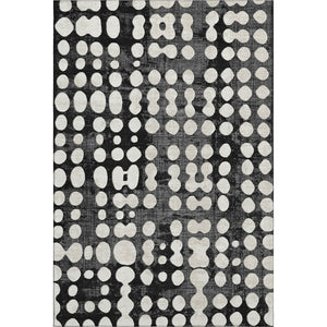 HomeRoots 9' X 12' Polka Dot Washable Area Rug - Stylish Black & Ivory Design with UV Protection & Comfort 669095