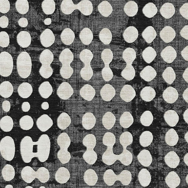 HomeRoots 9' X 12' Polka Dot Washable Area Rug - Stylish Black & Ivory Design with UV Protection & Comfort 669095