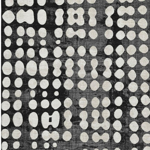 HomeRoots 9' X 12' Polka Dot Washable Area Rug - Stylish Black & Ivory Design with UV Protection & Comfort 669095