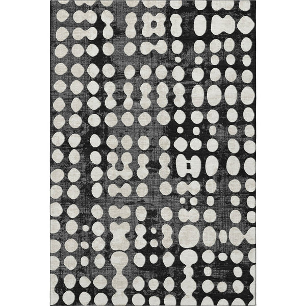 HomeRoots 10' X 14' Black And Ivory Polka Dot Washable Area Rug - Stylish, Stain-Resistant, UV Protected Comfort! 669096