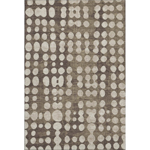 HomeRoots 5' Brown and Beige Polka Dot Area Rug - Washable, UV Protected, Durable Design for Family Spaces 669098