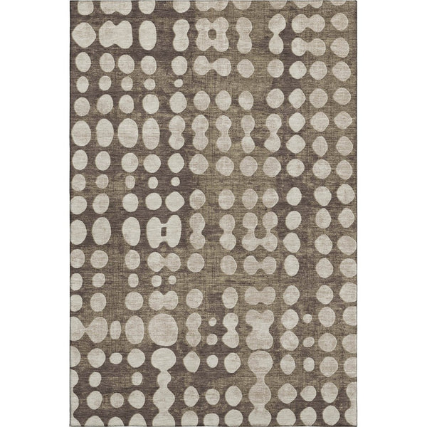 HomeRoots 5' Brown and Beige Polka Dot Area Rug - Washable, UV Protected, Durable Design for Family Spaces 669098