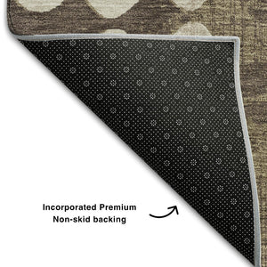 HomeRoots 5' Brown and Beige Polka Dot Area Rug - Washable, UV Protected, Durable Design for Family Spaces 669098