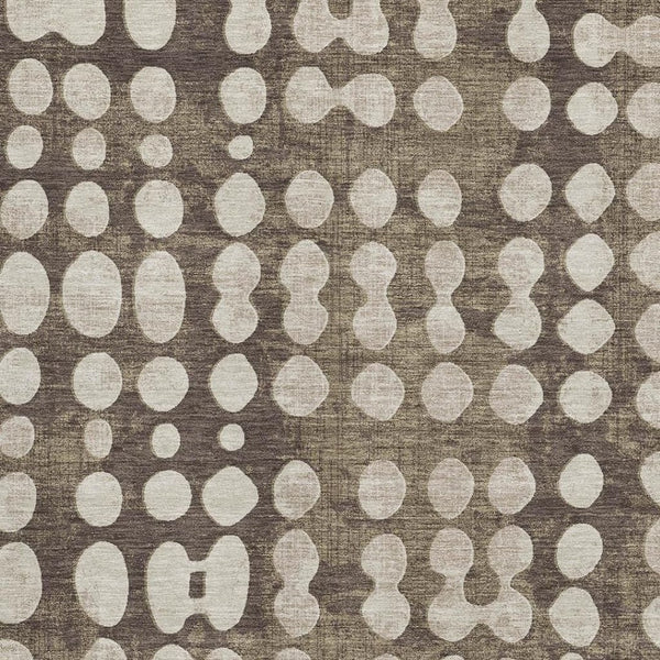 HomeRoots 5' Brown and Beige Polka Dot Area Rug - Washable, UV Protected, Durable Design for Family Spaces 669098