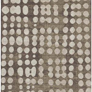 HomeRoots 5' Brown and Beige Polka Dot Area Rug - Washable, UV Protected, Durable Design for Family Spaces 669098