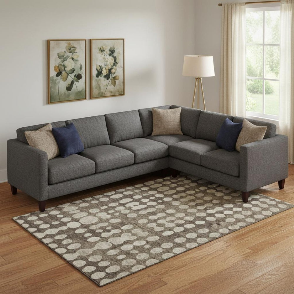 HomeRoots 8' X 10' Cozy Brown & Beige Polka Dot Washable Area Rug with UV Protection for Family Homes 669100