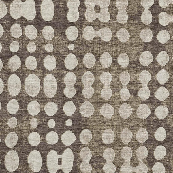 HomeRoots 10' X 14' Washable Polka Dot Area Rug in Brown & Beige - Durable, Stain Resistant with UV Protection 669102