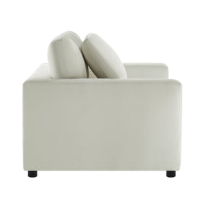 English Elm Caylie Modern Armchair with Plush Down-Fiber Cushions, Removable Covers, Solid Wood Legs Ivory B050P409002