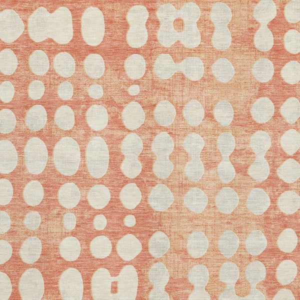 HomeRoots 5' X 8' Coral & Beige Polka Dot Area Rug – Soft, Washable, UV Protected for Stylish Durability! 669104
