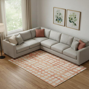 HomeRoots 8' X 10' Coral and Beige Polka Dot Washable Area Rug – Durable, UV-Protected for Family-Friendly Spaces! 669106