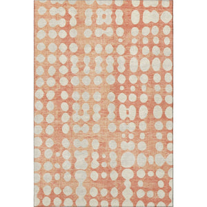HomeRoots 8' X 10' Coral and Beige Polka Dot Washable Area Rug – Durable, UV-Protected for Family-Friendly Spaces! 669106