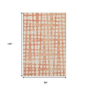 HomeRoots 8' X 10' Coral and Beige Polka Dot Washable Area Rug – Durable, UV-Protected for Family-Friendly Spaces! 669106