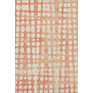 HomeRoots 9' X 12' Coral and Beige Polka Dot Washable Area Rug - UV Protected, Soft, Durable & Stylish Decor 669107