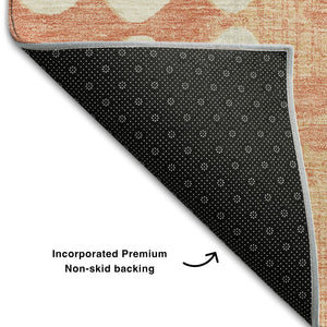 HomeRoots 9' X 12' Coral and Beige Polka Dot Washable Area Rug - UV Protected, Soft, Durable & Stylish Decor 669107