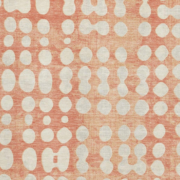 HomeRoots 9' X 12' Coral and Beige Polka Dot Washable Area Rug - UV Protected, Soft, Durable & Stylish Decor 669107