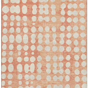 HomeRoots 9' X 12' Coral and Beige Polka Dot Washable Area Rug - UV Protected, Soft, Durable & Stylish Decor 669107