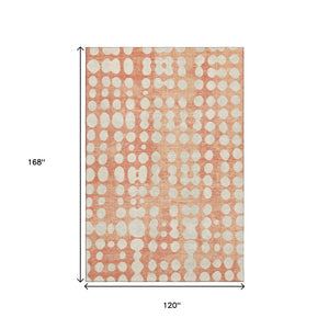 HomeRoots 10' X 14' Coral & Beige Polka Dot Area Rug - UV Protected, Stain Resistant, Perfect for High-Traffic Spaces! 669108
