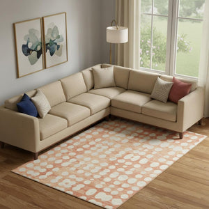 HomeRoots 10' X 14' Coral & Beige Polka Dot Area Rug - UV Protected, Stain Resistant, Perfect for High-Traffic Spaces! 669108