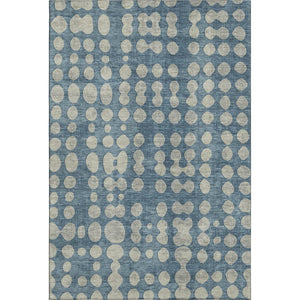 HomeRoots 8' X 10' Denim Blue & Beige Polka Dot Washable Area Rug - Stylish, Durable, UV-Protected & Safe! 669112