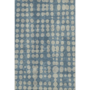 HomeRoots 8' X 10' Denim Blue & Beige Polka Dot Washable Area Rug - Stylish, Durable, UV-Protected & Safe! 669112