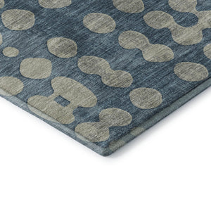 HomeRoots 10' Denim Blue & Beige Polka Dot Area Rug - Washable, UV Protected, Durable for Family Spaces! 669114