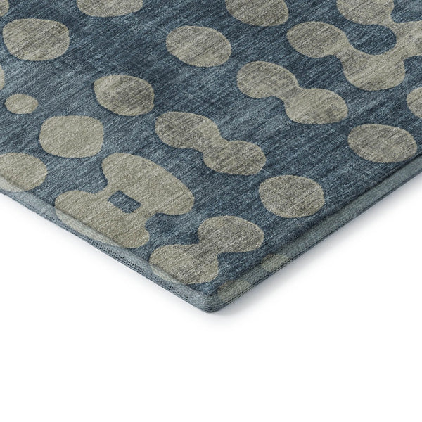 HomeRoots 10' Denim Blue & Beige Polka Dot Area Rug - Washable, UV Protected, Durable for Family Spaces! 669114