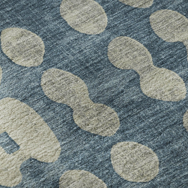 HomeRoots 10' Denim Blue & Beige Polka Dot Area Rug - Washable, UV Protected, Durable for Family Spaces! 669114