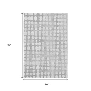 HomeRoots 5' X 8' Washable Gray and Ivory Polka Dot Area Rug - UV Protected, Soft, Durable, Perfect for Families 669116