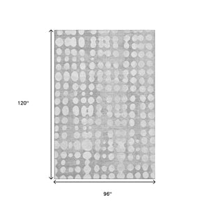 HomeRoots 8' X 10' Gray and Ivory Polka Dot Area Rug - Washable, UV-Protected, and Family-Friendly Design! 669118