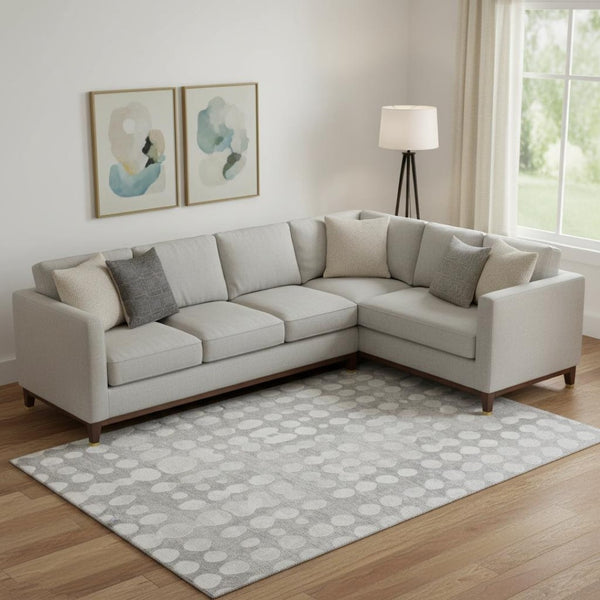 HomeRoots 8' X 10' Gray and Ivory Polka Dot Area Rug - Washable, UV-Protected, and Family-Friendly Design! 669118