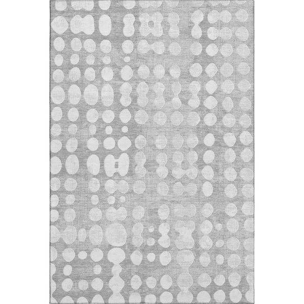 HomeRoots 8' X 10' Gray and Ivory Polka Dot Area Rug - Washable, UV-Protected, and Family-Friendly Design! 669118