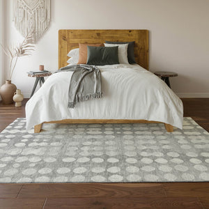 HomeRoots 8' X 10' Gray and Ivory Polka Dot Area Rug - Washable, UV-Protected, and Family-Friendly Design! 669118