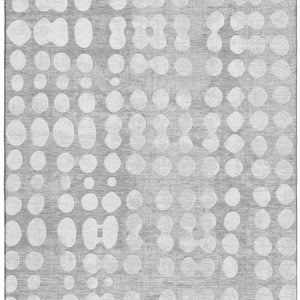 HomeRoots 8' X 10' Gray and Ivory Polka Dot Area Rug - Washable, UV-Protected, and Family-Friendly Design! 669118