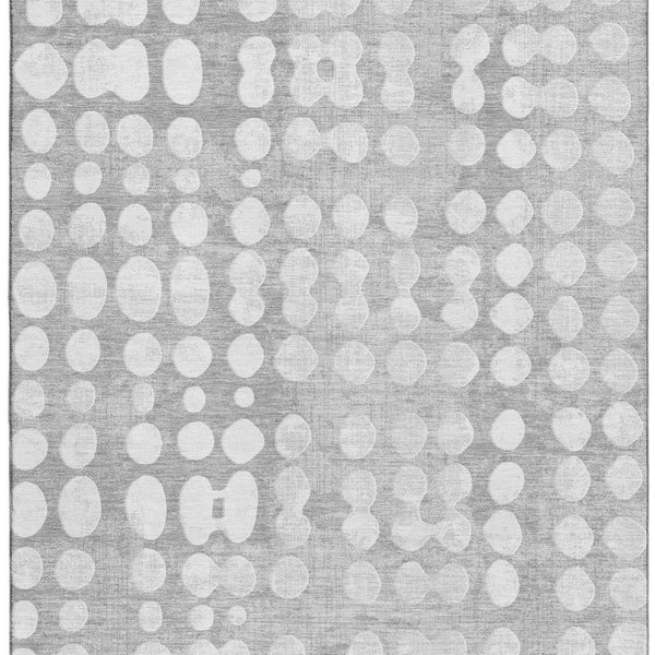 HomeRoots 8' X 10' Gray and Ivory Polka Dot Area Rug - Washable, UV-Protected, and Family-Friendly Design! 669118