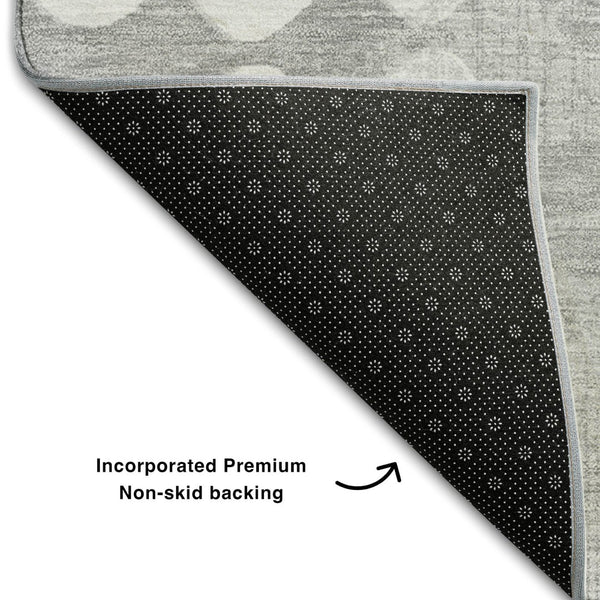 HomeRoots 9' X 12' Gray and Ivory Polka Dot Area Rug - Washable, UV-Protected, Kid and Pet-Friendly Design 669119